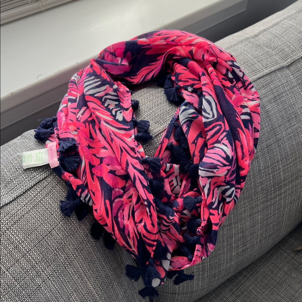 Lilly Pulitzer Resort Pink and Navy Infinity Scarf
